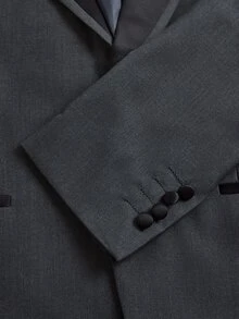 Officeau Men's 3pcs Dark Grey Colorblock Shawl Collar Luxury Suits, Blazer& Vest& Trousers, Tuxedos For Wedding/ Evening/ Prom/ Party - Dark Grey - View 15