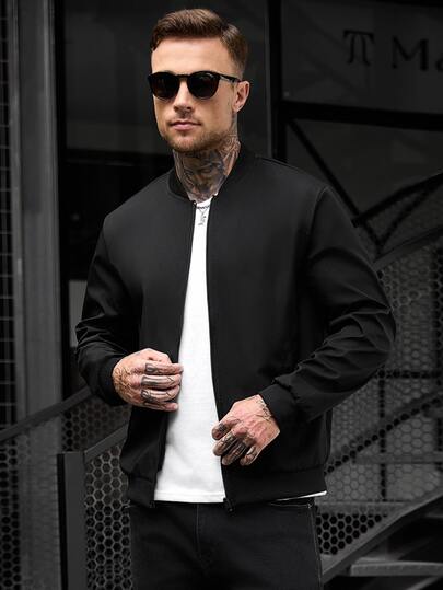 Manfinity CasualCool 男士纯色长袖拉链休闲棒球夹克