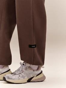 GLOWMODE Heavyweight Fleece Petite 26" Slow Days Oversized Joggers With Adjustable Drawstring Waist & Side Pockets Daily Casual Winter - Brown - View 5