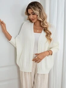 Selianne Women's Autumn New Arrival Single Piece Classic Rope Pattern Loose Short Elegant Versatile Daily Commute Fashion Knit Long Sleeve Cardigan - Beige - View 7