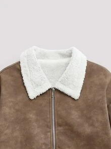 Whitmere Men's Autumn/Winter Outdoor Sports PU Leather Jacket, Casual Loose Fit Thermal Lined Windbreaker - Brown - View 3