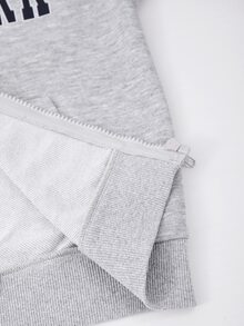 SHEIN Tween Boy Letter Print Long Sleeve Zip-Up Hooded Sweatshirt Kids New York Jacket Casual Baggy Modest Pocket Outer Coat School Active Grey Autumn - Light Grey - View 5