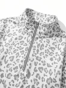 SHEIN CURVE+ 花卉圖案寬鬆灰色半拉鍊大尺碼 22W 女款 2026 秋冬萬聖節服裝 - 彩色 - 查看 3