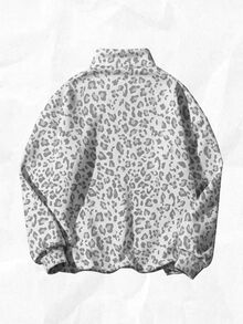 SHEIN CURVE+ 花卉圖案寬鬆灰色半拉鍊大尺碼 22W 女款 2026 秋冬萬聖節服裝 - 彩色 - 查看 2