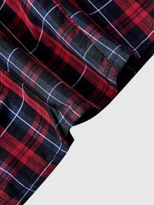 ROMWE Academia Camisole Ukuran Besar dengan Motif Pita Kotak-kotak Lucu Bergaya Vintage, Skema Warna Merah & Hitam, dan Pinggang Elastis - MultiWarna - View 4