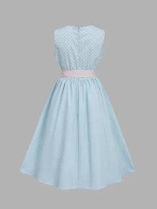 Fairmaia Dirndl 洋裝 慕尼黑啤酒節派對 泰國度假 杜拜度假 加勒比海婚禮賓客 天藍色 秋季 寶萊塢傳統文化 - 藍色 - 查看 6