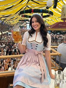 Fairmaia Dirndl 洋裝 慕尼黑啤酒節派對 泰國度假 杜拜度假 加勒比海婚禮賓客 天藍色 秋季 寶萊塢傳統文化 - 藍色 - 查看 2