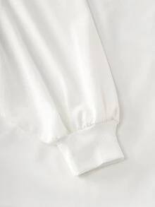 LUMIGAL Gaun Hoodie Lengan Panjang Wanita dengan Hiasan Renda dan Ruffle, Warna Polos, Musim Gugur, Gaya Urban High Street Cottage Core Kasual untuk Brunch, Warna Krem - Putih - View 4
