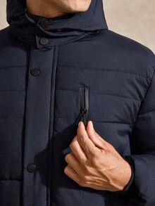 Courvante Men's Long Sleeve Zip-Up Hooded Winter Coat, Puffer Business Daily Commute‌ Fall - Royal Blue - View 6