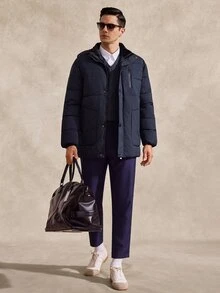 Courvante Men's Long Sleeve Zip-Up Hooded Winter Coat, Puffer Business Daily Commute‌ Fall - Royal Blue - View 8