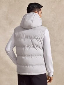 Courvante Jaket Musim Dingin Pria dengan Tudung dan Resleting, Musim Gugur/Musim Dingin, Model Puffer - Light Grey - View 3