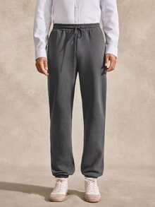 Courvante Men's High Cotton Content Soft And Comfortable Casual Versatile Thermal Lined Sweatpants Gym Work Dark Grey Winter - Dark Grey - View 6