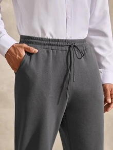 Courvante Men's High Cotton Content Soft And Comfortable Casual Versatile Thermal Lined Sweatpants Gym Work Dark Grey Winter - Dark Grey - View 4