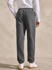 Courvante Men's High Cotton Content Soft And Comfortable Casual Versatile Thermal Lined Sweatpants Gym Work Dark Grey Winter - Dark Grey - View 3