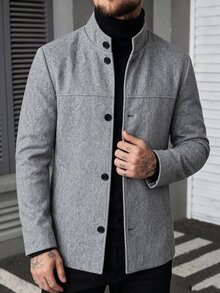 Manfinity CasualCool Men's Gray Classic Versatile Business Commute Casual Home Comfortable Autumn/Winter Overcoat - Grey - View 1