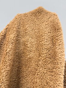 Solflare Plus Size Women's Autumn/Winter Brown Teddy Fleece Thick Long Sleeve Zipper Jumpsuit - Brown - View 7