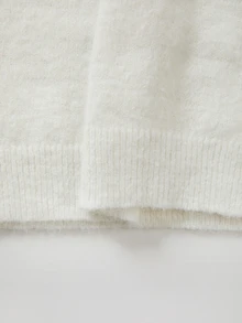 SHEIN New Spring Fall Coquette Plush Texture V Neck Sweater Mini Dress Women Drop Shoulder Balloon Cuff Sleeve - White - View 4