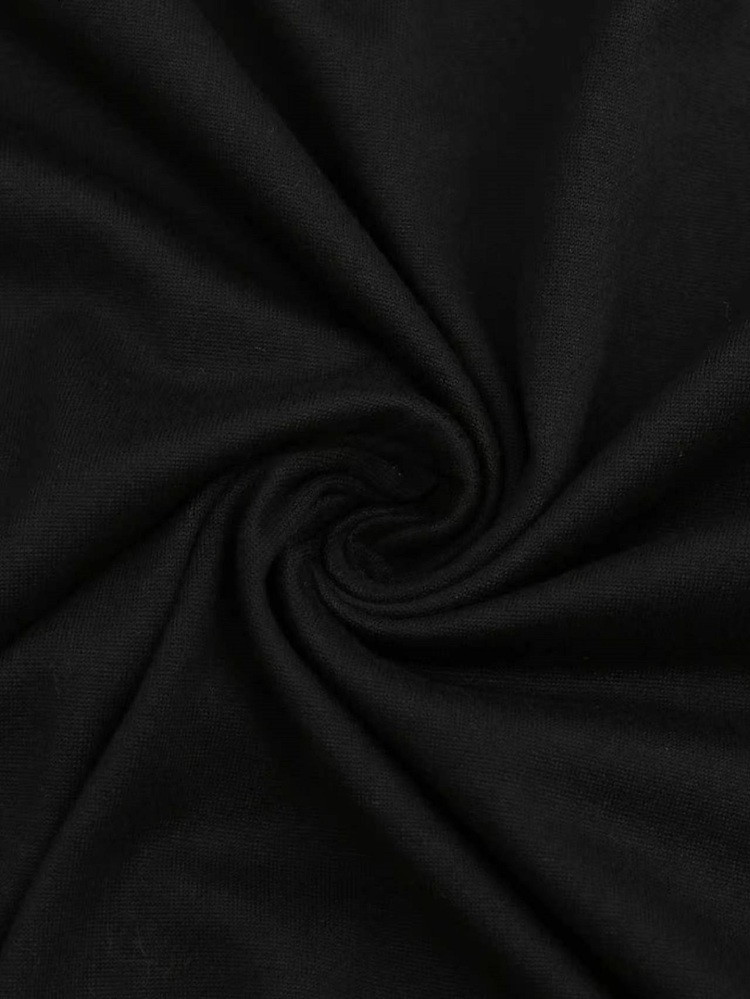 GlowEve CURVE Vintage Denim-Trim Patchwork Lapel Casual Loose Black Small V-Neck Plus Size Shirt Fall - Black - View 4