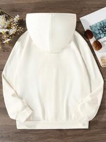 SHEIN Tween Girl Cute Fashion Multi-Cat Applique Zipper Sweatshirt, Collegiate - Apricot - View 2