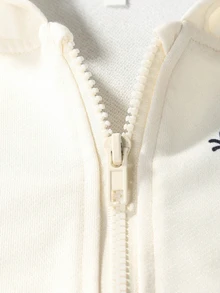 SHEIN Tween Girl Cute Fashion Multi-Cat Applique Zipper Sweatshirt, Collegiate - Apricot - View 3