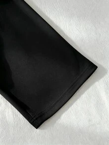 SHEIN Elladie kids 女童 2 件套復古美式學院風白色上衣寬腿褲，休閒秋季長袖圓領套裝，7 歲生日秋季套裝 - 黑色 - 查看 7