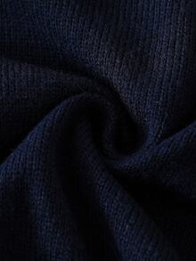 SHEIN 女童秋冬刺繡圓領開襟針織外套，時尚可愛優雅蝴蝶結長袖夾克搭配海軍藍百褶裙套裝 - 藏蓝色 - 查看 9