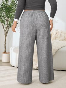 Solflare Plus Size Women's Drawstring Waist Casual Daily Sweatpants - Grey - View 2