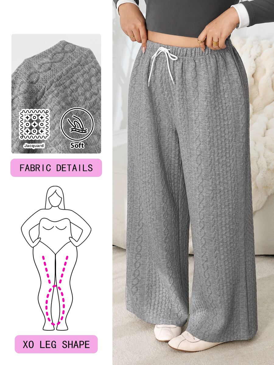 Solflare Plus Size Women's Drawstring Waist Casual Daily Sweatpants - Grey - View 1