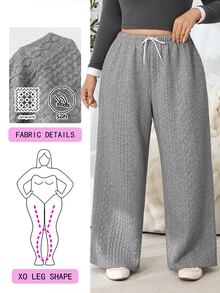 Solflare Plus Size Women's Drawstring Waist Casual Daily Sweatpants - Grey - View 1