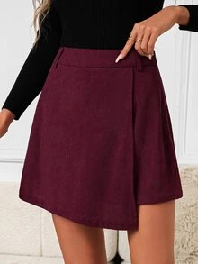SHEIN Clasi Women's Solid Color Casual Vintage Elegant Skirt Pants 2pcs Set Brunch Burgundy Camel Summer Thanksgiving Christmas - Multicolor - View 5