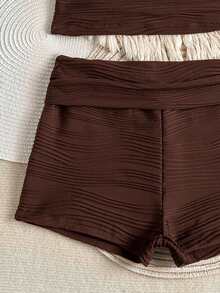 Costavie Women's Solid Color Tankini Set For Beach Vacation - Coffee Brown - View 6