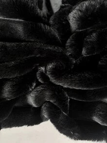 Muchica Plus Size Women's Solid Color Fashion Versatile Winter Faux Fur Coat - Black - View 5