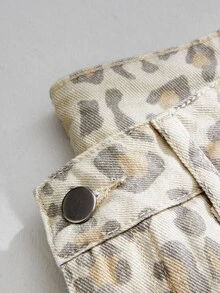 SHEIN Tween Girl Leopard Print Loose Fit Jeans Summer Festival Beach Graduation Casual Y2k Independence Day World Cup - Multicolor - View 4
