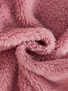 SHEIN 女嬰幼兒拉鍊連帽夾克 粉色鵝刺繡網布蝴蝶結毛絨長袖加厚冬季秋季萬聖節外套 Club Cozy - 粉色 - 查看 10