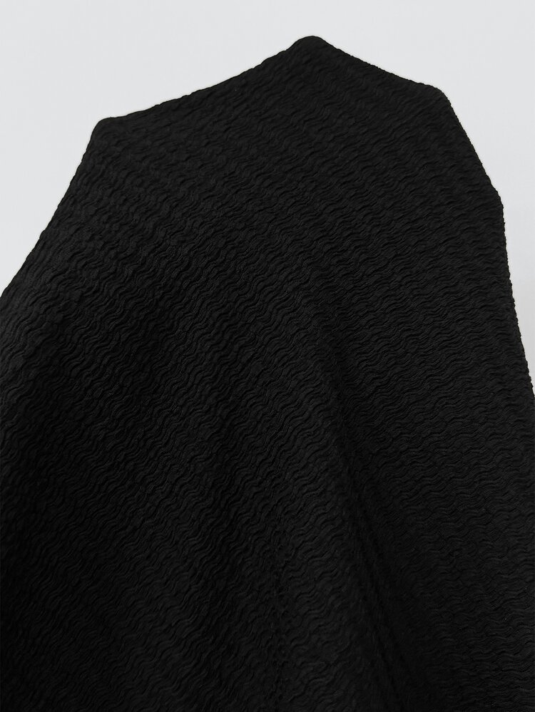 Solflare Plus Size Women's Summer Mermaid Dress & Asymmetric Shoulder Top 2 Pieces Set - Black - View 7