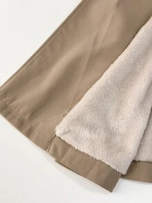 SHEIN PETITE 女款休閒雙排扣風衣外套，秋季 - 卡其色 - 查看 9