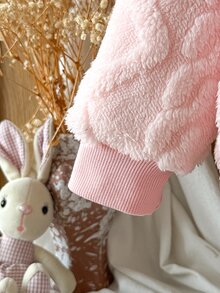 Vintaside Kids 1件女嬰幼兒女童拉鍊運動衫，可愛甜美粉色兔兔毛絨粗針織長袖立領加厚款，適合派對、冬季、秋季、聖誕節假期，羅紋下擺 - 粉色 - 查看 8