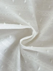 SHEIN 1件幼童女嬰上衣襯衫，甜美優雅白色刺繡蕾絲瑞士波點泡泡袖彼得潘領薄款，婚禮賓客春秋冬假日鈕扣款 - 白色 - 查看 10