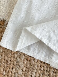 SHEIN 1件幼童女嬰上衣襯衫，甜美優雅白色刺繡蕾絲瑞士波點泡泡袖彼得潘領薄款，婚禮賓客春秋冬假日鈕扣款 - 白色 - 查看 7