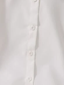 SHEIN 少女休閒可愛短袖前開鈕扣襯衫上衣 夏季返校日常穿搭上衣 - 白色 - 查看 6