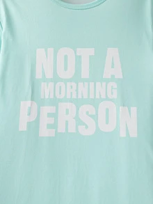 Girls' Simple English Letter Print Fashionable Cute Comfortable One-Piece Crew Neck Short Sleeve Long Nightgown Loungewear - Green - View 6