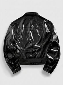 ROMWE MEN Street Life Men's Autumn Fashion Versatile Jacket - Black - View 3
