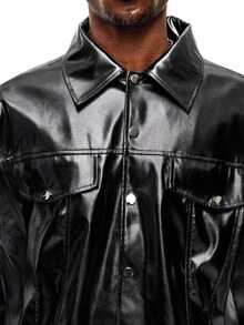 ROMWE MEN Street Life Men's Autumn Fashion Versatile Jacket - Black - View 4