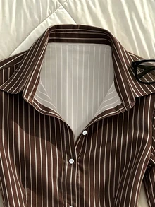 Glimmora Women's Striped Casual Long Sleeve Shirt For Daily Wear - Multicolor - View 4