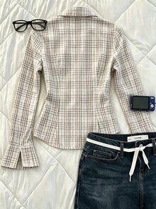 Glimmora Women's Plaid Casual Versatile Daily Wear Shirt - Multicolor - View 2