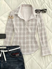 Glimmora Women's Plaid Casual Versatile Daily Wear Shirt - Multicolor - View 1