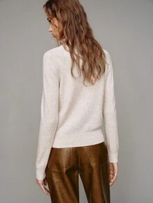MOTF PREMIUM 100% Wool Mock Neck Sweater, Autumn/Winter - Apricot - View 5