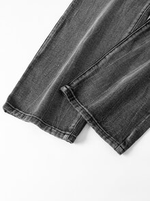 SHEIN Explorewe Teen Boy's New Casual & Fashionable Straight Leg Washed Denim Jeans Summer Holiday Autumn Fall - Black - View 7