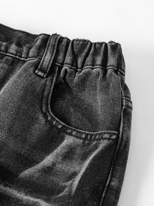 SHEIN Explorewe Teen Boy's New Casual & Fashionable Straight Leg Washed Denim Jeans Summer Holiday Autumn Fall - Black - View 8