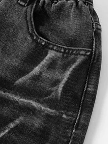 SHEIN Explorewe Teen Boy's New Casual & Fashionable Straight Leg Washed Denim Jeans Summer Holiday Autumn Fall - Black - View 5